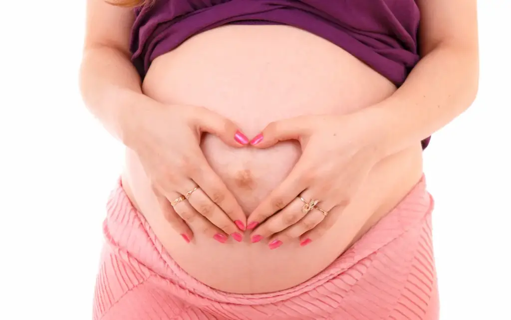 The Pregnant Woman Make Heart from Fingers 